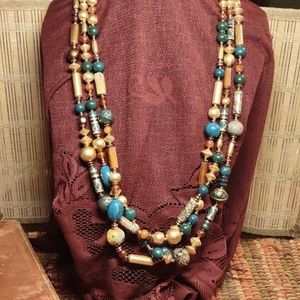 Vintage Acrylic and Wood Bead Necklace
